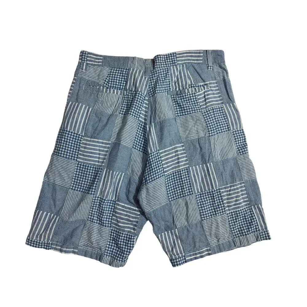 Vintage Siegfried Blue Shorts with Checker Sewn Patches - Men's Size 36